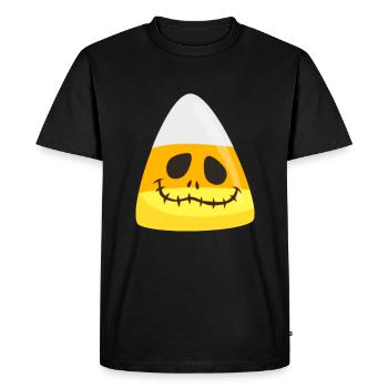 Halloween Candy Corn Pumpkin Emoticon Face - Men's Premium Organic T-Shirt - black - Front - Nico (187cm)