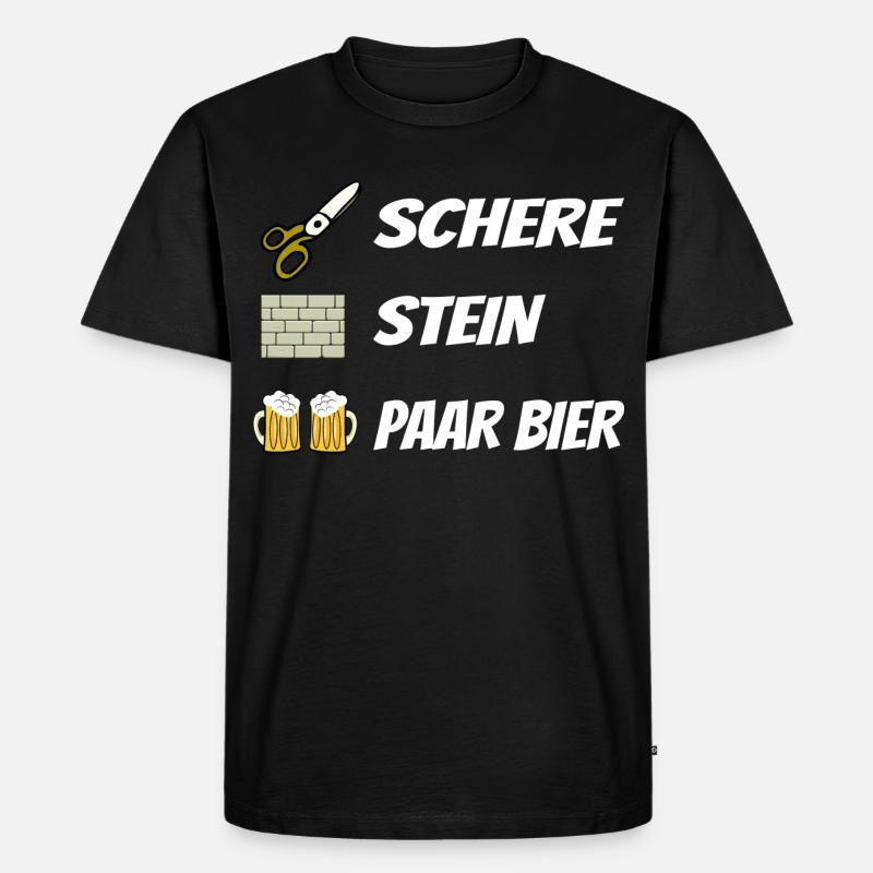 Schere , Stein, Paar Bier - Männer Premium Bio T-Shirt - Schwarz