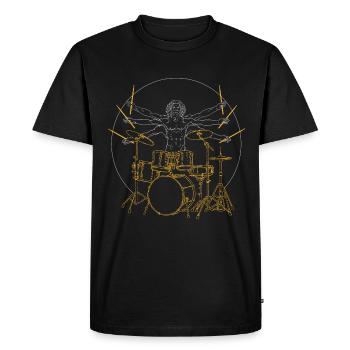Drums Da Vinci - Cadeau Drummer Rock - T-shirt Premium bio Homme - noir - Devant - Nico (187cm)