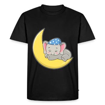 Lune éléphant - T-shirt Premium bio Homme - noir - Devant - Nico (187cm)