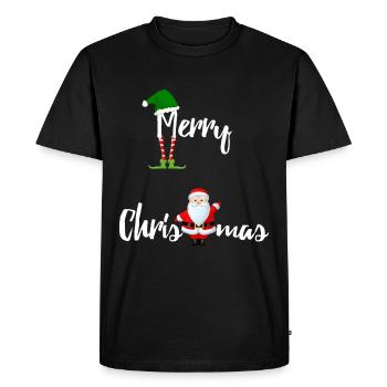 Merry Christmas with Santa and Elf - Men's Premium Organic T-Shirt - black - Front - Nico (187cm)