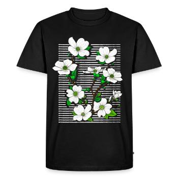 Fleurs - Flore - Fleur - Printemps - Eté - T-shirt Premium bio Homme - noir - Devant - Nico (187cm)