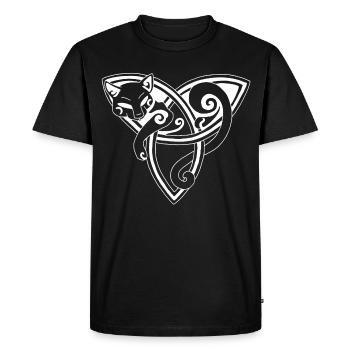 Chat celte au repos (blanc) - T-shirt Premium bio Homme - noir - Devant - Nico (187cm)