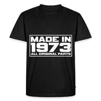 Made In 1973 All Original Parts - Men's Premium Organic T-Shirt - black - Front - Nico (187cm)