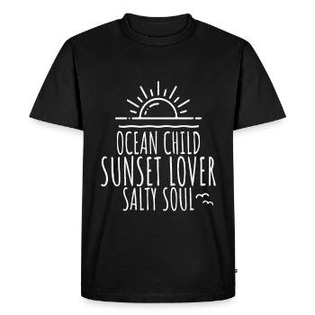 Ocean Child Sunset Lover Salty Soul Sea Love - Men's Premium Organic T-Shirt - black - Front - Nico (187cm)