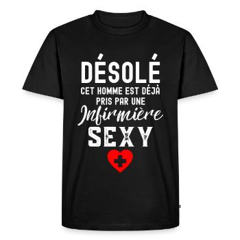 Cet homme est déjà pris par une infirmière sexy - T-shirt Premium bio Homme - noir - Devant - Nico (187cm)