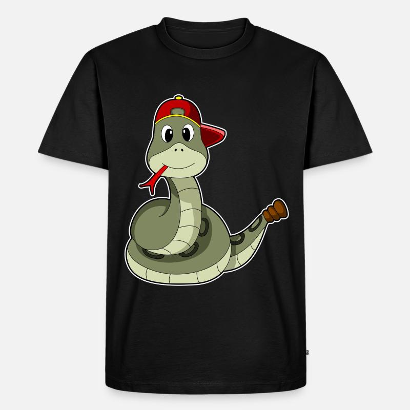 Schlange mit Cap - Männer Premium Bio T-Shirt - Schwarz