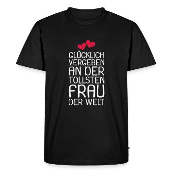 Glücklich vergeben - Männer Premium Bio T-Shirt - Schwarz - Vorne - Nico (187cm)