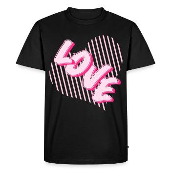 Love Neon Pink Heart Font - Men's Premium Organic T-Shirt - black - Front - Nico (187cm)