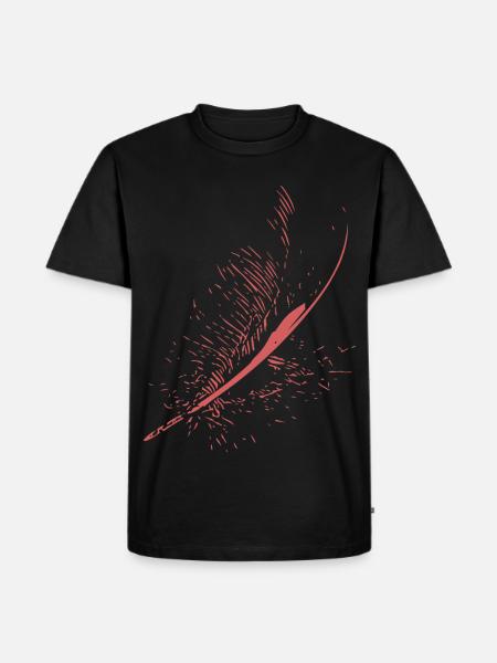 Abstract Feather / Line / Pink / Pattern / Nature - Men's Premium Organic T-Shirt - black