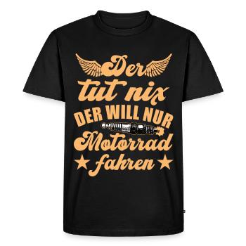 Il veut juste faire du motard - T-shirt Premium bio Homme - noir - Devant - Nico (187cm)