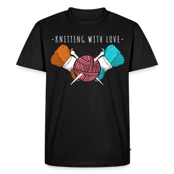 Tricoter avec amour – Art de la laine et des aiguilles - T-shirt Premium bio Homme - noir - Devant - Nico (187cm)