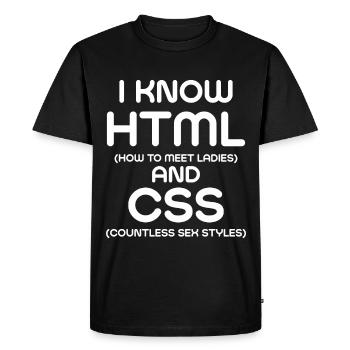 I Know HTML and CSS - Men's Premium Organic T-Shirt - black - Front - Nico (187cm)