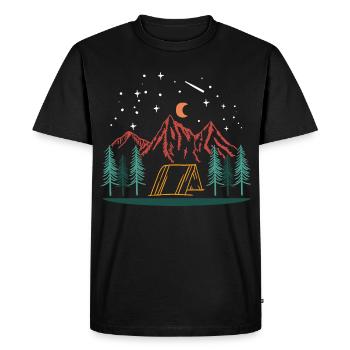 Camping Berge Nacht Zelt Natur Outdoor Abenteuer - Männer Premium Bio T-Shirt - Schwarz - Vorne - Nico (187cm)