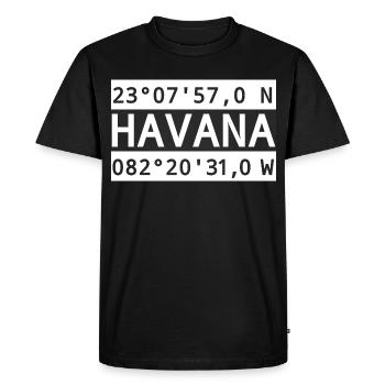 Coordonnées de La Havane - T-shirt Premium bio Homme - noir - Devant - Nico (187cm)