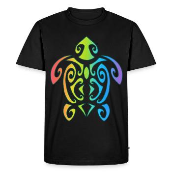 Rainbow Polynesian Turtle - Men's Premium Organic T-Shirt - black - Front - Nico (187cm)