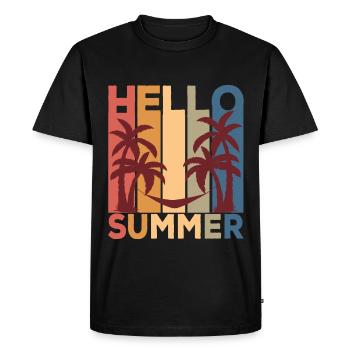 Bonjour Summer Palms Rétro - T-shirt Premium bio Homme - noir - Devant - Nico (187cm)