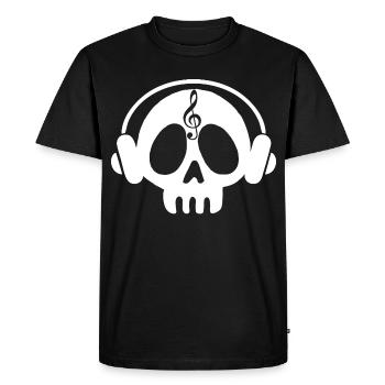 Tête de mort manga and music (white) - Men's Premium Organic T-Shirt - black - Front - Nico (187cm)
