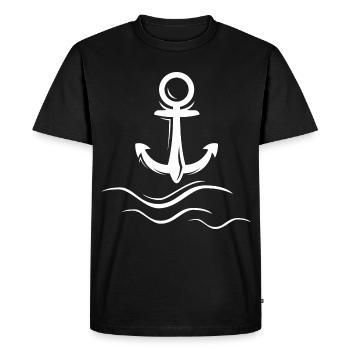 Icône du logo d’ancrage des vagues d’ondes d’ondes - T-shirt Premium bio Homme - noir - Devant - Nico (187cm)