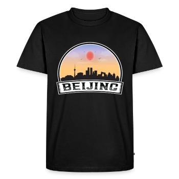 Beijing Chine Skyline Vintage Sunset Voyage Souven - T-shirt Premium bio Homme - noir - Devant - Nico (187cm)