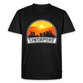 Singapore Singapore Skyline Vintage Sunset Travel - Men's Premium Organic T-Shirt - black - Front - Nico (187cm)
