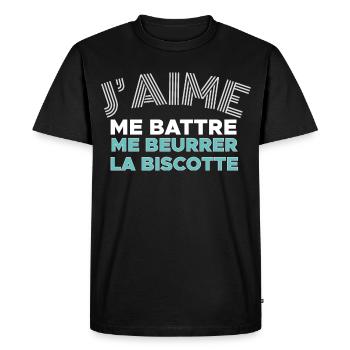 J'aime me battre - T-shirt Premium bio Homme - noir - Devant - Nico (187cm)