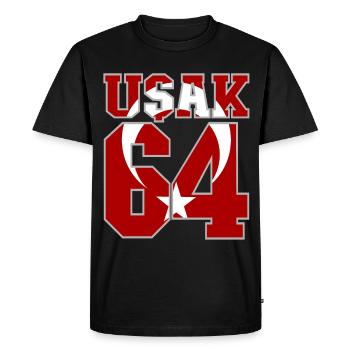 Usak 64 Turkey Flag - Men's Premium Organic T-Shirt - black - Front - Nico (187cm)