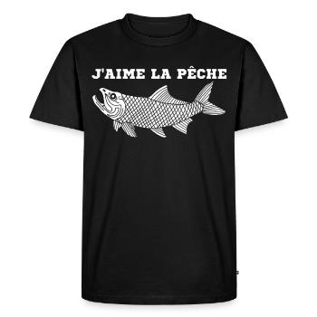 J'aime la pêche - T-shirt Premium bio Homme - noir - Devant - Nico (187cm)