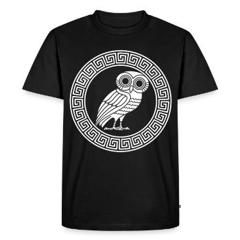 Greek symbol of the white owl - Men's Premium Organic T-Shirt - black - Front - Nico (187cm)