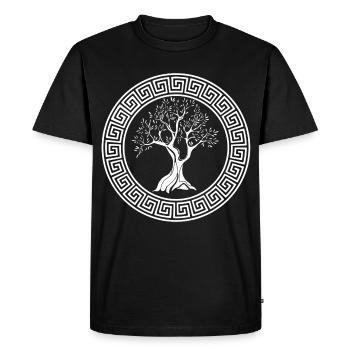 Greek symbol of the white olive tree - Men's Premium Organic T-Shirt - black - Front - Nico (187cm)