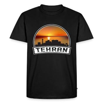 Téhéran Iran Skyline Vintage Sunset Travel Souvenir - T-shirt Premium bio Homme - noir - Devant - Nico (187cm)