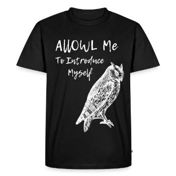 Typographie d’intro de hibou - T-shirt Premium bio Homme - noir - Devant - Nico (187cm)