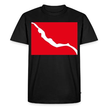Drapeau d’apnée avec fille apnéiste - T-shirt Premium bio Homme - noir - Devant - Nico (187cm)