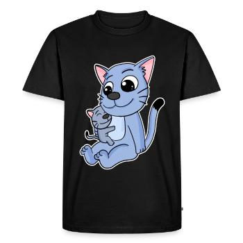 Cat Family - Cat with Baby - Cat - Men's Premium Organic T-Shirt - black - Front - Nico (187cm)