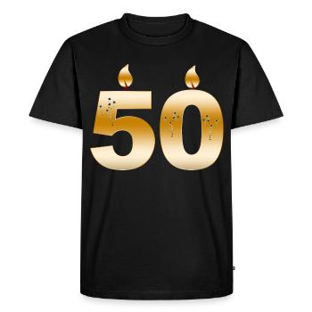 Golden50 Birthday Candles Design - Men's Premium Organic T-Shirt - black - Front - Nico (187cm)