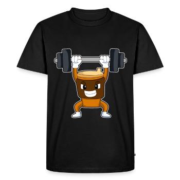 Bodybuilder Café Bodybuilder Barbell Bodybuilding - T-shirt Premium bio Homme - noir - Devant - Nico (187cm)