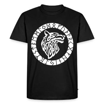 Emblème viking du loup blanc - T-shirt Premium bio Homme - noir - Devant - Nico (187cm)