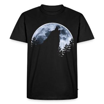 Wolf howls moon - Wolf's silhouette - Men's Premium Organic T-Shirt - black - Front - Nico (187cm)