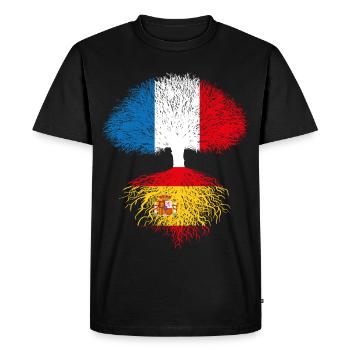 Arbre France Espagne Racines espagnoles drapeaux - T-shirt Premium bio Homme - noir - Devant - Nico (187cm)