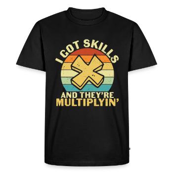 J’ai des compétences qu’ils multiplient - T-shirt Premium bio Homme - noir - Devant - Nico (187cm)