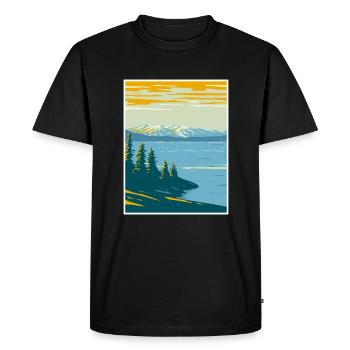 Yellowstone Lake in Yellowstone WPA Poster Art Dec - Men's Premium Organic T-Shirt - black - Front - Nico (187cm)