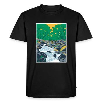 Becky Falls on Dartmoor WPA Poster Art Deco - Men's Premium Organic T-Shirt - black - Front - Nico (187cm)