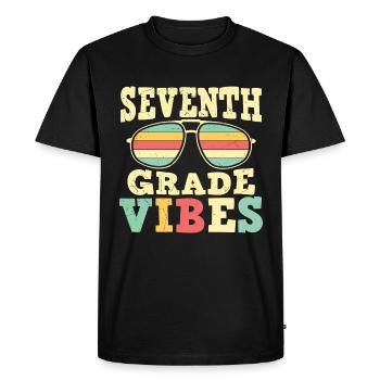 Back To School 7th Grade Vibes First Day - Men's Premium Organic T-Shirt - black - Front - Nico (187cm)