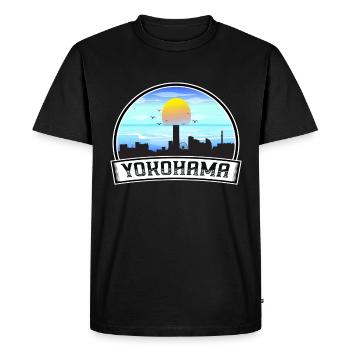 Yokohama Japon Skyline Vintage Sunset Travel Souve - T-shirt Premium bio Homme - noir - Devant - Nico (187cm)