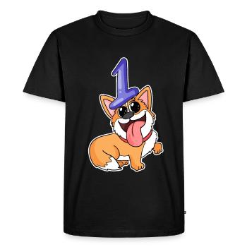 1 year old - 1 birthday - Welsh Corgi Pembroke - Men's Premium Organic T-Shirt - black - Front - Nico (187cm)