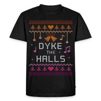 Deck the halls Lesbian Ugly Xmas Sweater - Men's Premium Organic T-Shirt - black - Front - Nico (187cm)