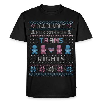 Ugly Xmas Sweater Droits Trans - T-shirt Premium bio Homme - noir - Devant - Nico (187cm)