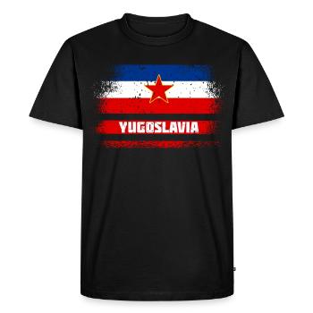 Drapeaux vintage Yougoslavie - T-shirt Premium bio Homme - noir - Devant - Nico (187cm)