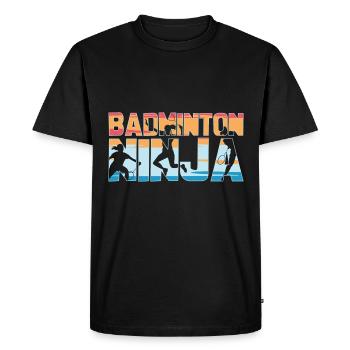 Badminton Ninja Joueur de badminton - T-shirt Premium bio Homme - noir - Devant - Nico (187cm)