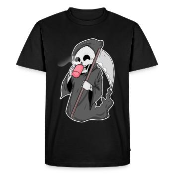 Faucheuse sinistre au café - T-shirt Premium bio Homme - noir - Devant - Nico (187cm)